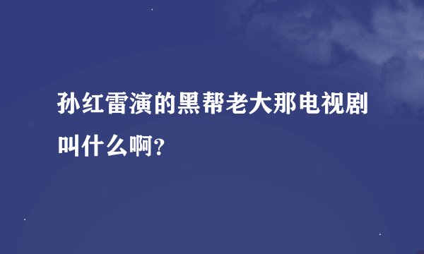 孙红雷演的黑帮老大那电视剧叫什么啊？