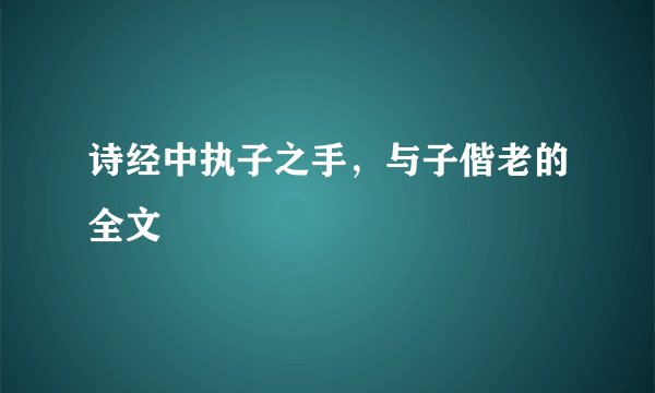 诗经中执子之手，与子偕老的全文