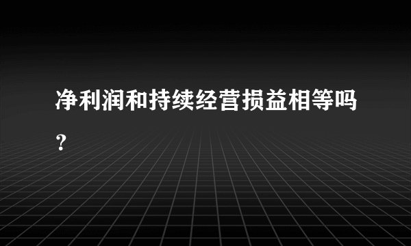 净利润和持续经营损益相等吗？
