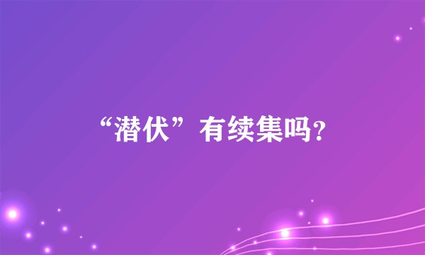 “潜伏”有续集吗？