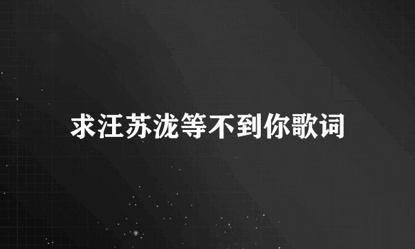 求汪苏泷等不到你歌词