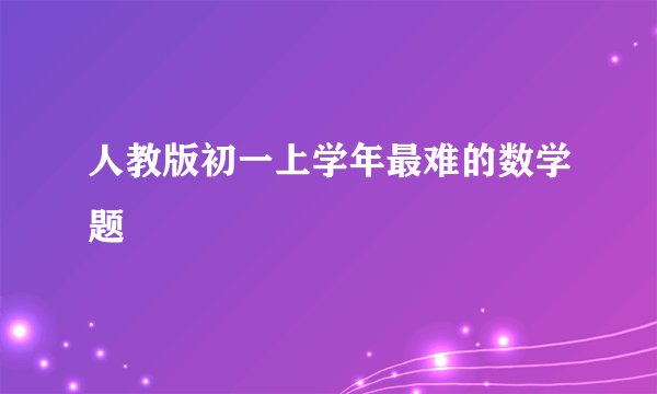 人教版初一上学年最难的数学题