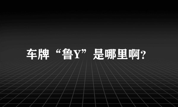 车牌“鲁Y”是哪里啊？