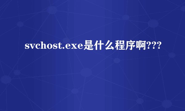svchost.exe是什么程序啊???