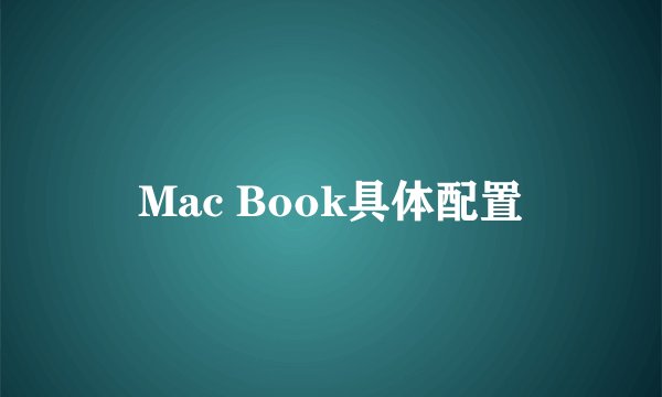 Mac Book具体配置