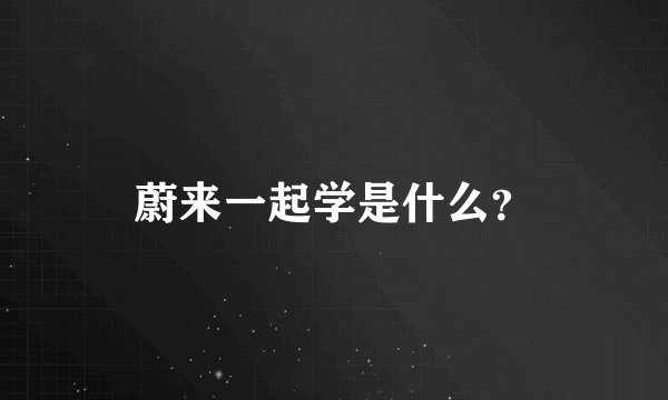 蔚来一起学是什么？