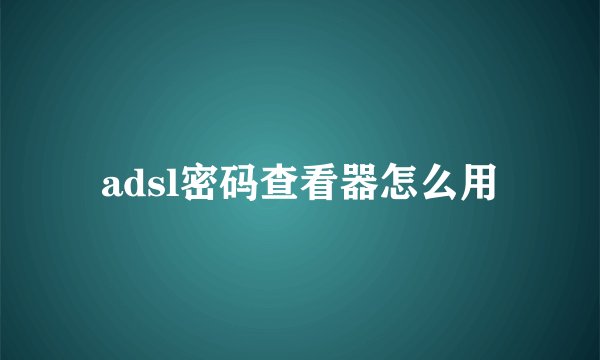 adsl密码查看器怎么用