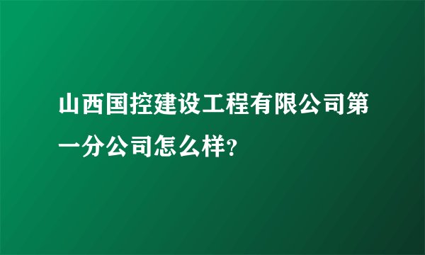 山西国控建设工程有限公司第一分公司怎么样？