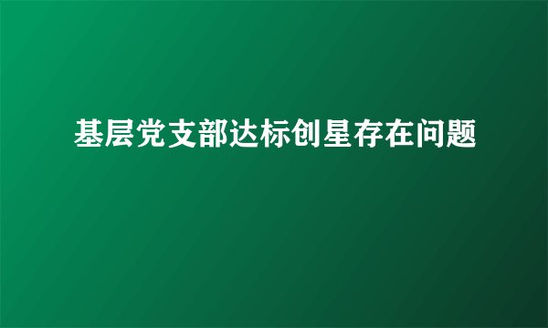 基层党支部达标创星存在问题