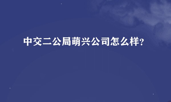 中交二公局萌兴公司怎么样？