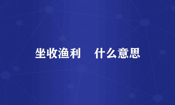 坐收渔利    什么意思