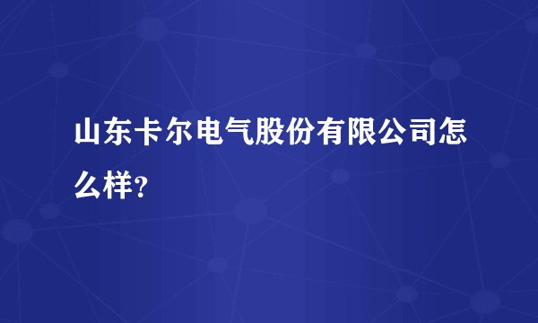 山东卡尔电气股份有限公司怎么样？