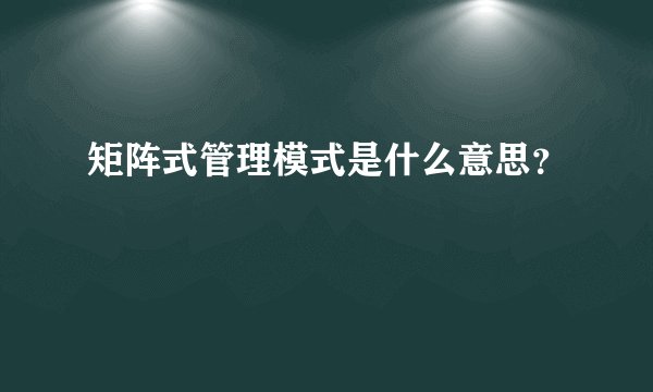 矩阵式管理模式是什么意思？