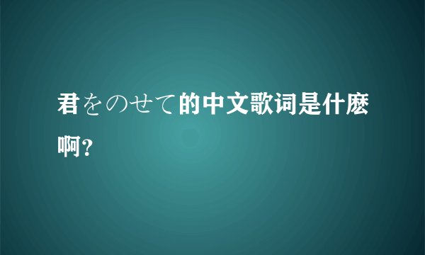 君をのせて的中文歌词是什麽啊？