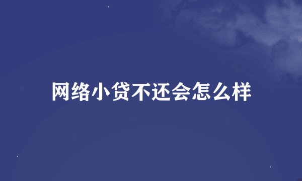 网络小贷不还会怎么样