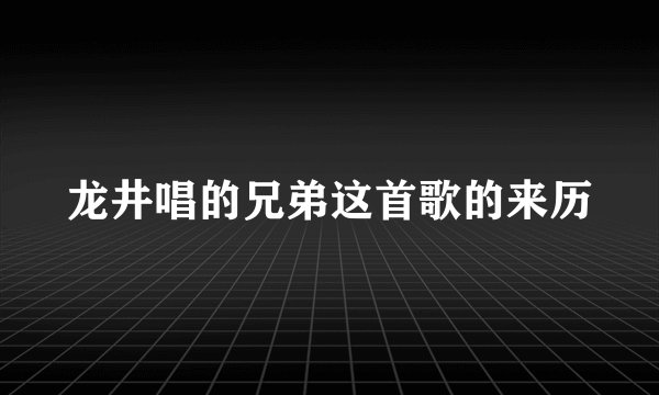 龙井唱的兄弟这首歌的来历