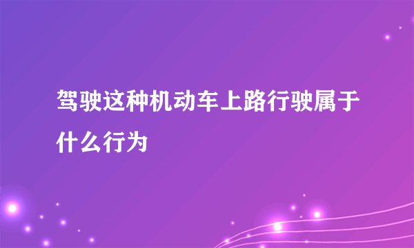 驾驶这种机动车上路行驶属于什么行为
