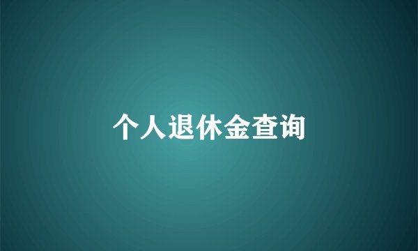 个人退休金查询