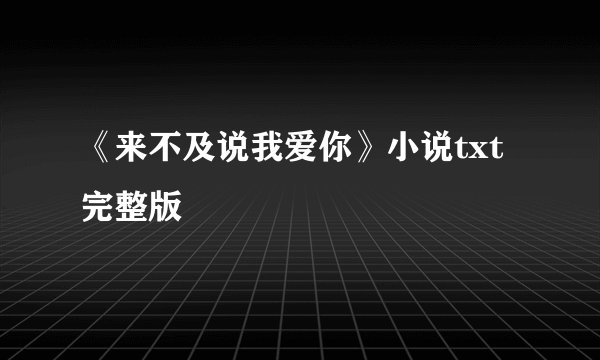 《来不及说我爱你》小说txt完整版