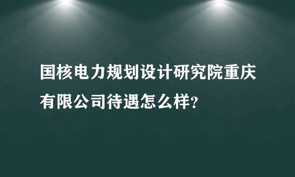 国核电力规划设计研究院重庆有限公司待遇怎么样？