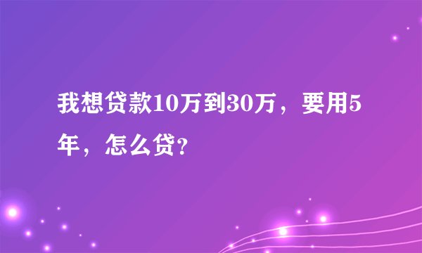 我想贷款10万到30万，要用5年，怎么贷？