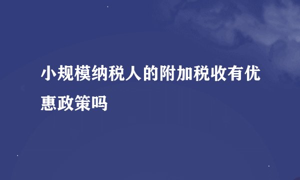 小规模纳税人的附加税收有优惠政策吗