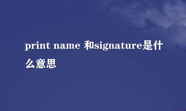 print name 和signature是什么意思