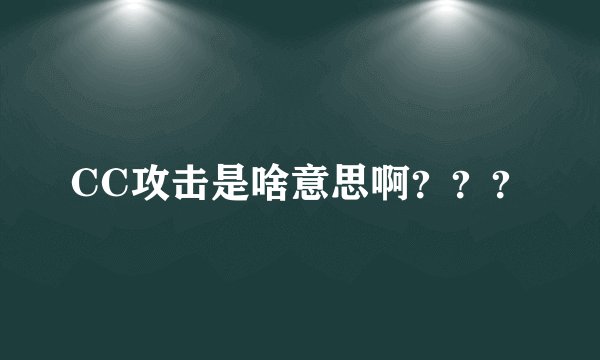 CC攻击是啥意思啊？？？