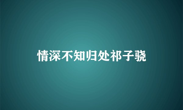 情深不知归处祁子骁