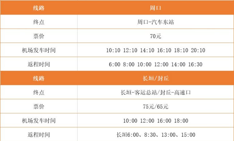 郑州新郑机场的机场大巴的时刻表