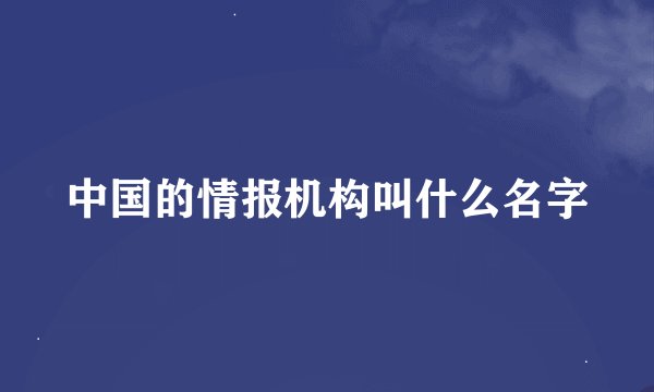 中国的情报机构叫什么名字