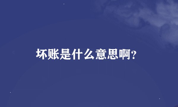 坏账是什么意思啊？