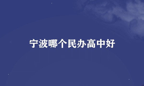 宁波哪个民办高中好