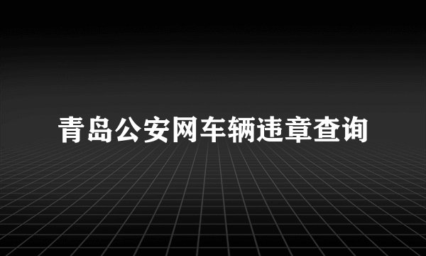 青岛公安网车辆违章查询