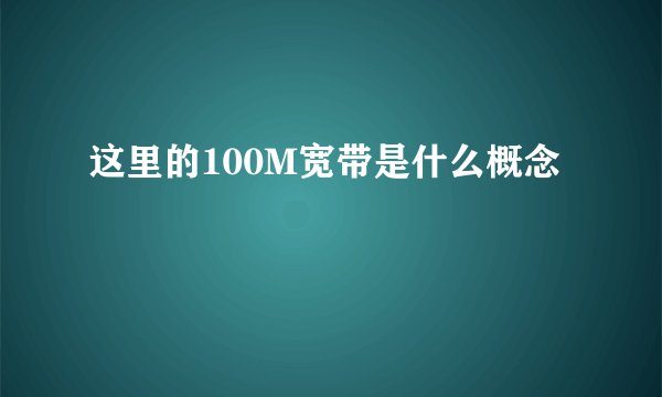 这里的100M宽带是什么概念