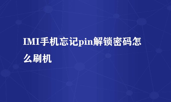 IMI手机忘记pin解锁密码怎么刷机