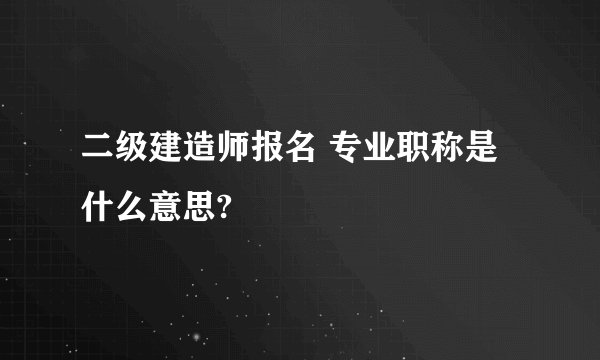 二级建造师报名 专业职称是什么意思?