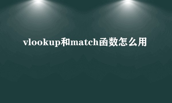 vlookup和match函数怎么用