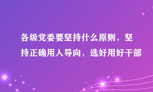 各级党委要坚持什么原则，坚持正确用人导向，选好用好干部