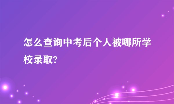 怎么查询中考后个人被哪所学校录取?