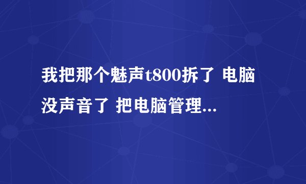 我把那个魅声t800拆了 电脑没声音了 把电脑管理那里也都打开了 为什么