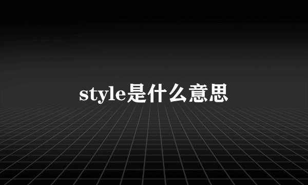 style是什么意思