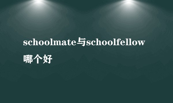 schoolmate与schoolfellow哪个好