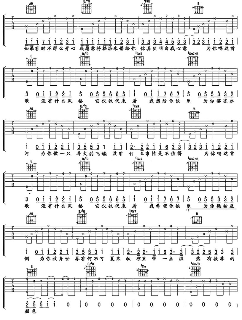 求有何不可吉他谱