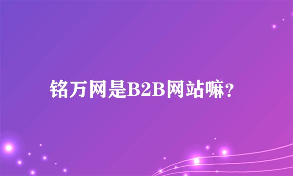 铭万网是B2B网站嘛？