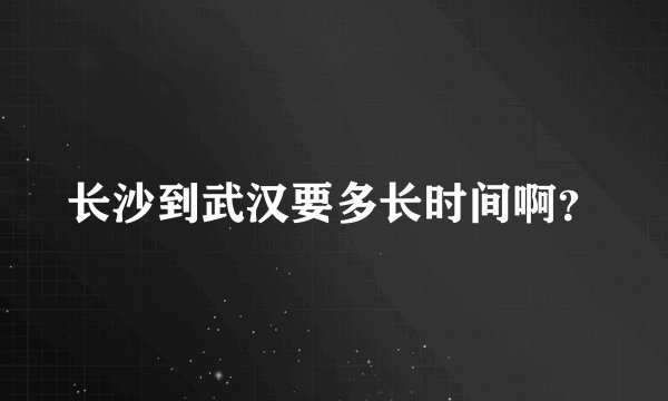 长沙到武汉要多长时间啊？