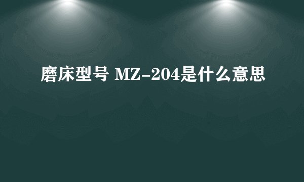 磨床型号 MZ-204是什么意思