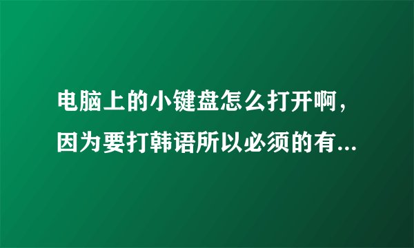 电脑上的小键盘怎么打开啊，因为要打韩语所以必须的有小键盘才能设置韩语