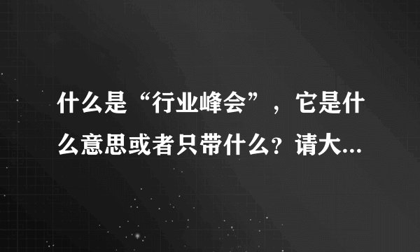 什么是“行业峰会”，它是什么意思或者只带什么？请大虾指点指点......