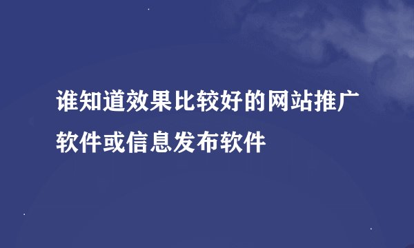 谁知道效果比较好的网站推广软件或信息发布软件